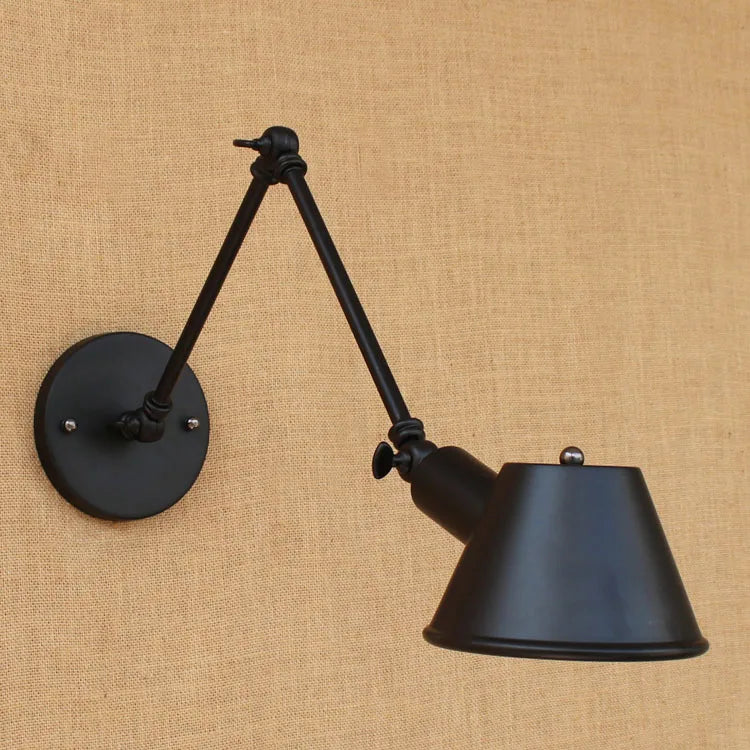 Afralia™ Golden Vintage LED Swing Arm Wall Sconce Industrial Style