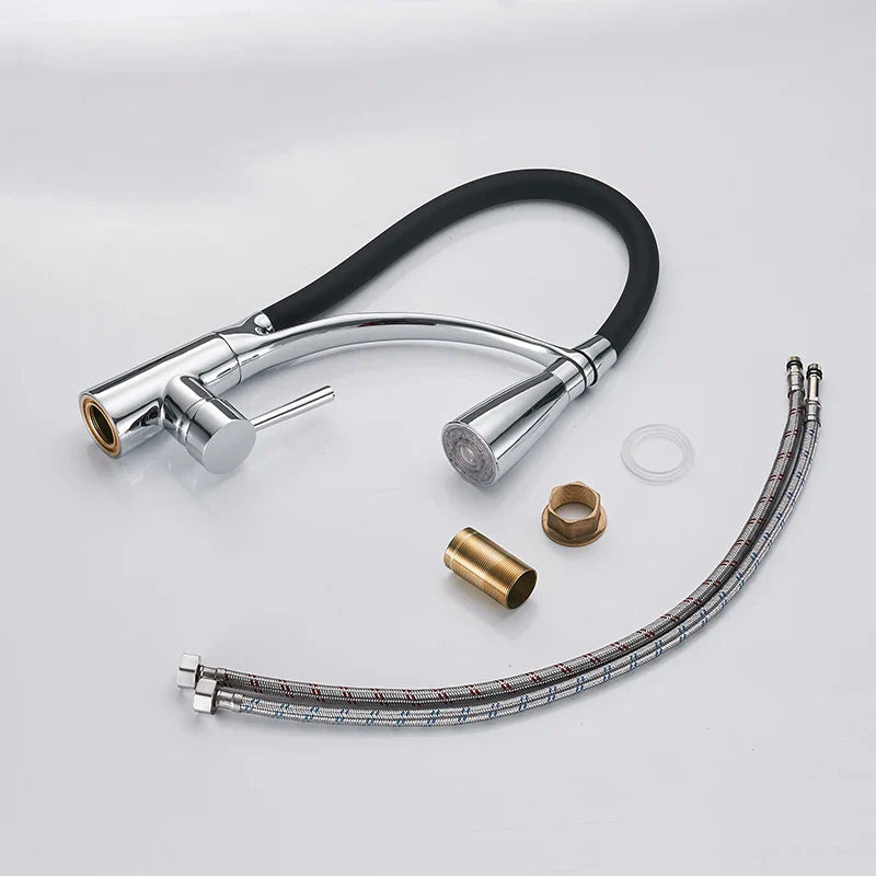 Afralia™ LED Kitchen Faucet with Rubber Design and Single Handle Pull Down