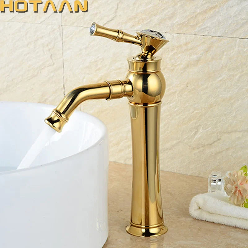 Afralia™ Gold Bathroom Faucet | Modern Basin Tap with High Arc Design