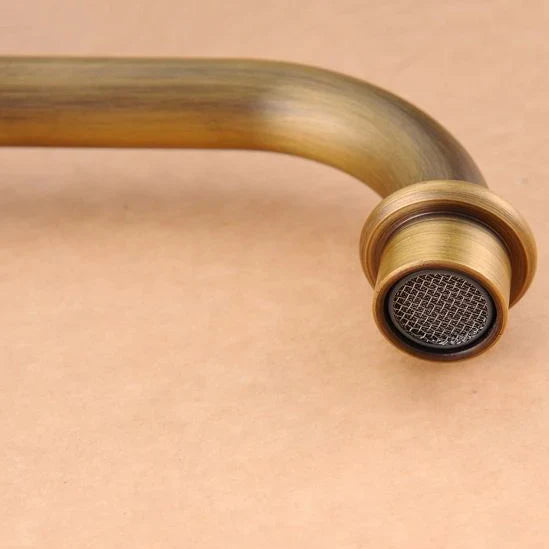 Afralia™ Antique Brass Double Cross Handle Basin Faucet - 360 Degree Swivel Spout