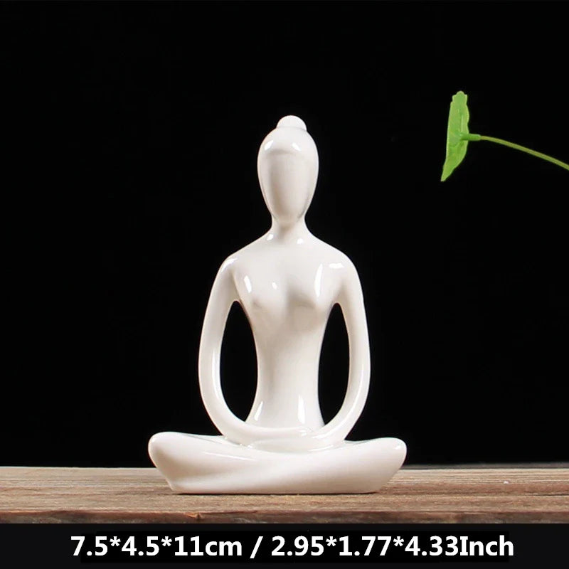 Afralia™ Ceramic Yoga Figurines: Abstract Art Porcelain Home & Office Decor Ornament