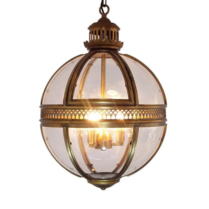 Afralia™ Loft Globe Pendant Light Fixture with Wrought Iron and Glass Shade