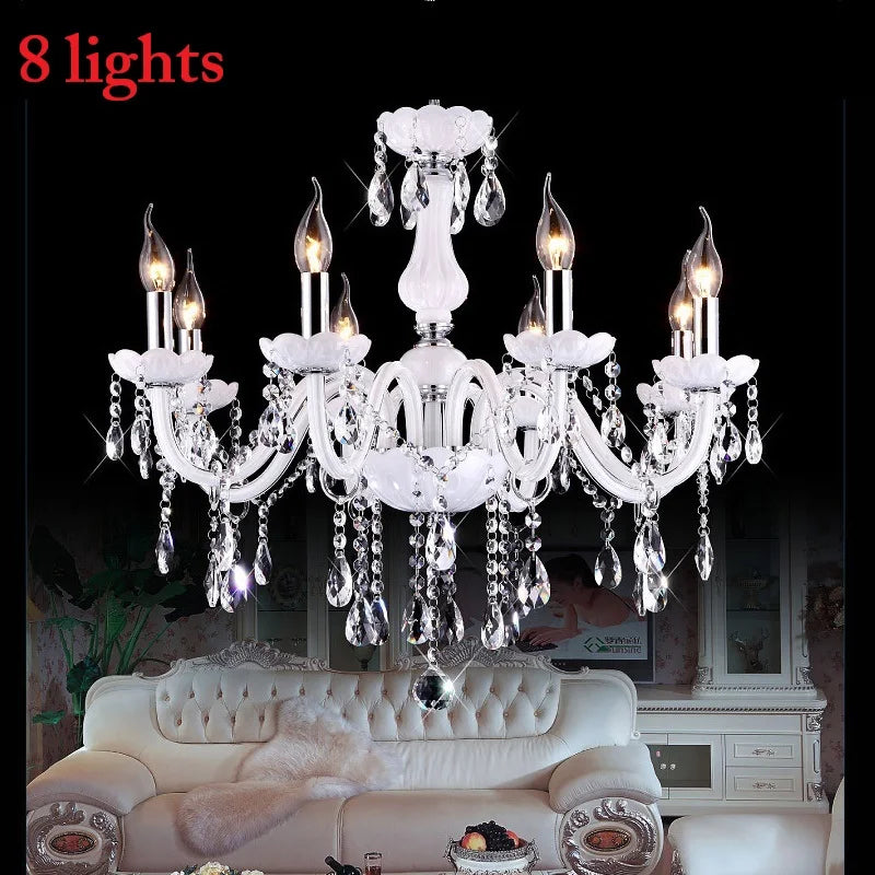 Afralia™ Crystal Chandelier with 18 White Arms LED Candle Lights suitable for Living Bedroom