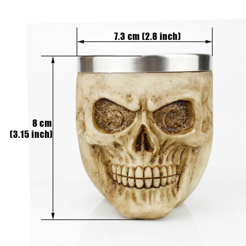 Afralia™ Skull Shot Glass Stainless Steel 200ml Gothic Beer Mug Whiskey Glasses Halloween Gift