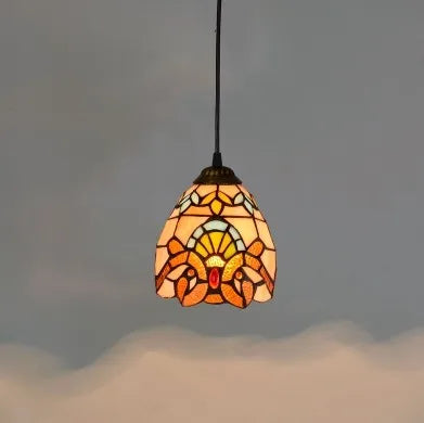 Afralia™ Stained Glass Pendant Light - Vintage Mediterranean Hanging Lamp for Home Decor