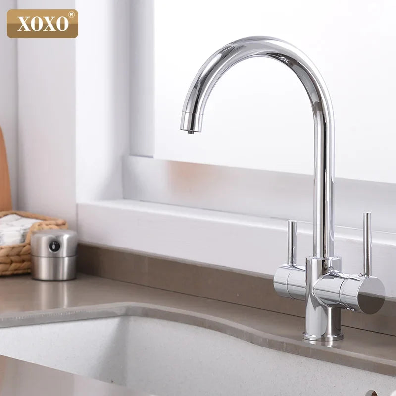 Afralia™ Pure Water Filter Kitchen Faucet Drinking Water Tap 360 Rotation Chrome