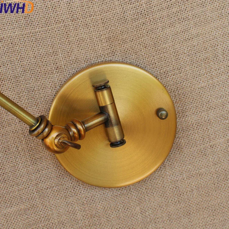 Afralia™ Gold Swing Arm LED Wall Lamp Retro Loft Industrial Sconce
