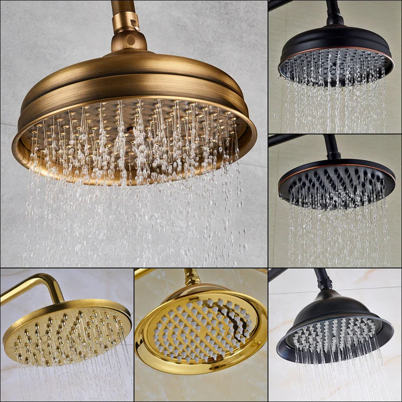 Afralia™ 8" Antique Brass Rainfall Shower Faucet Head for Refreshing Showers