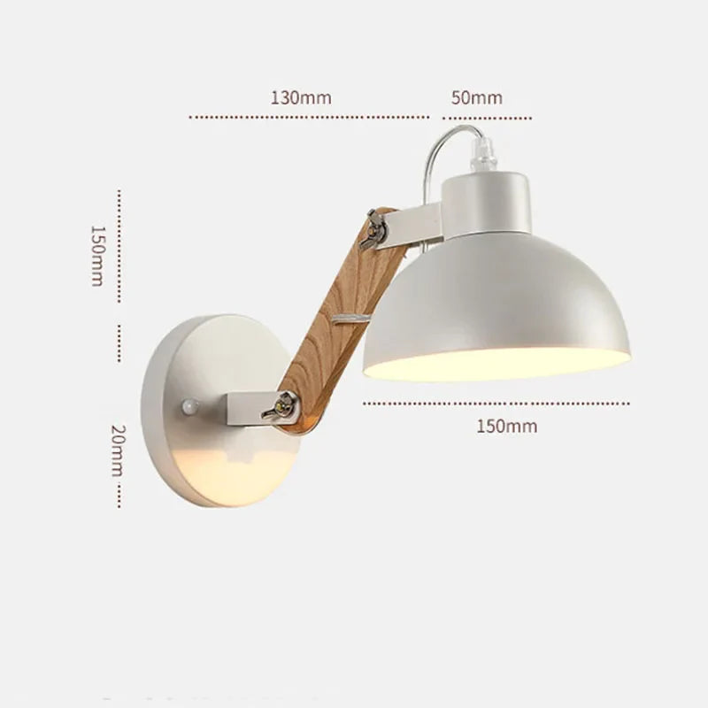 Afralia™ Nordic Wood LED Wall Lamps Folding Arm Sconces for Bedroom Kitchen Dining Room