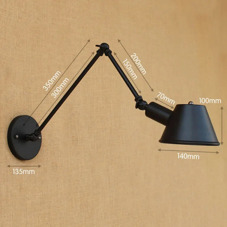 Afralia™ Golden Vintage LED Swing Arm Wall Sconce Industrial Style