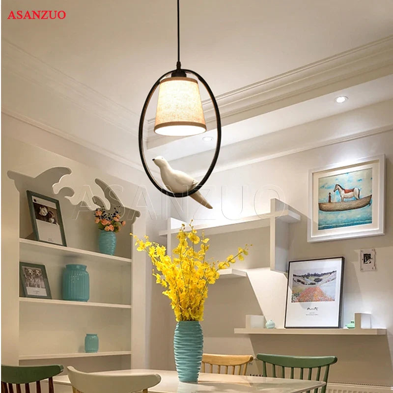 Afralia™ Loft Vintage Bird Light Chandelier Pendant Lamp for Home and Restaurant