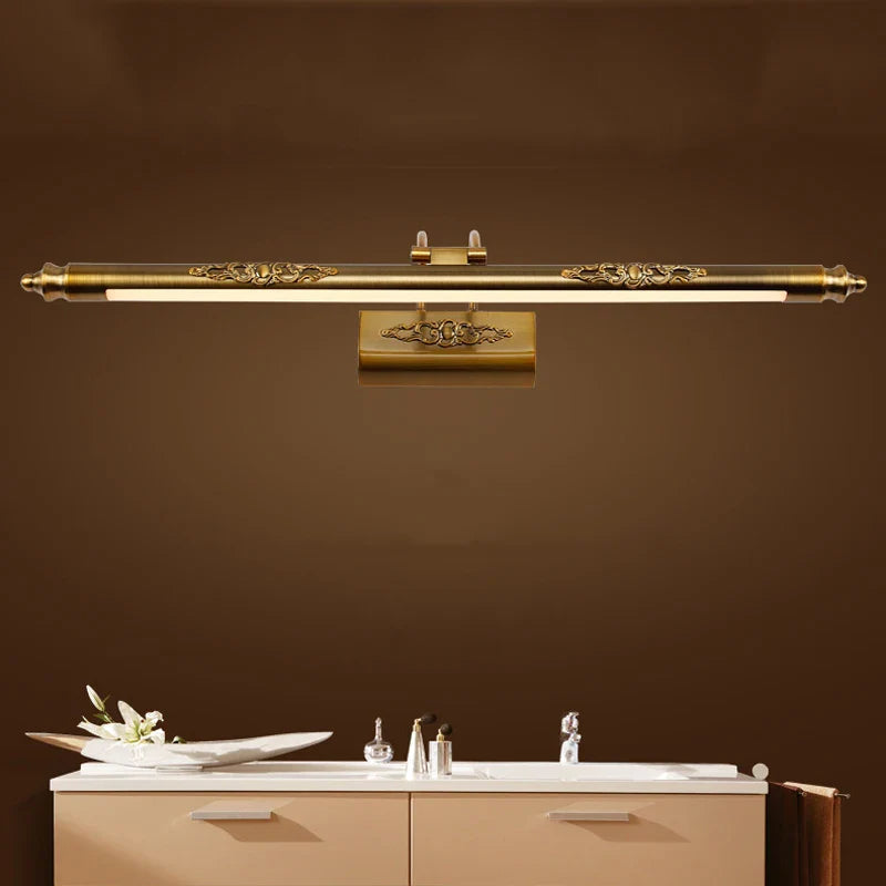 Afralia™ Bronze Carved LED Vanity Light for Bedroom and Dressing Room