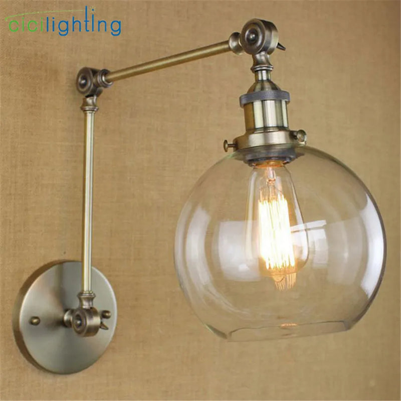 Afralia™ Globe Glass Swing Arm Wall Lights - Elegant Home Lighting Sconce Fixture