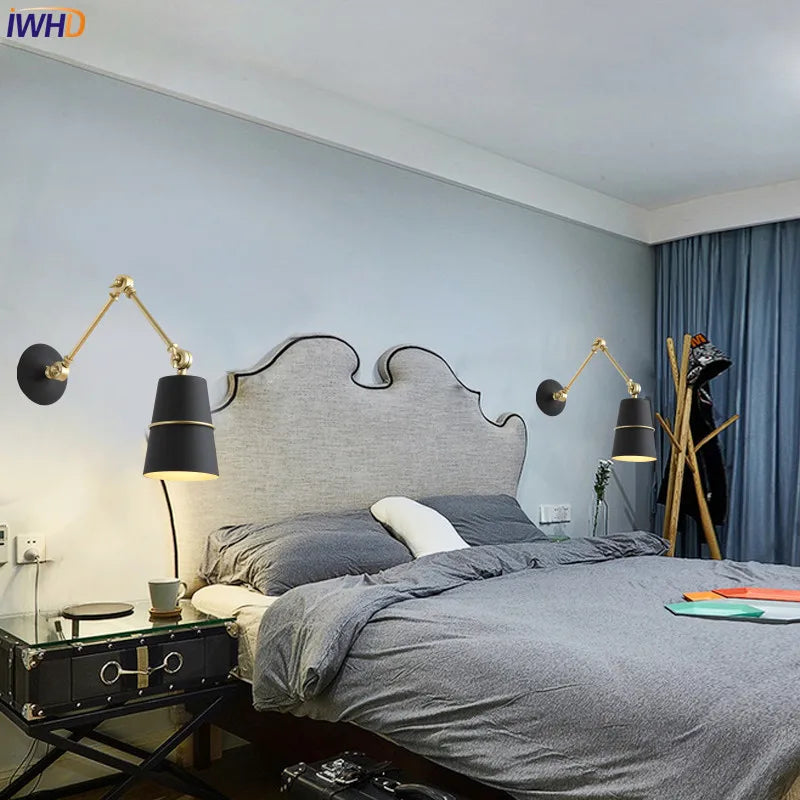 Afralia™ Nordic Iron Swing Wall Light LED Sconce for Living Room and Bedroom