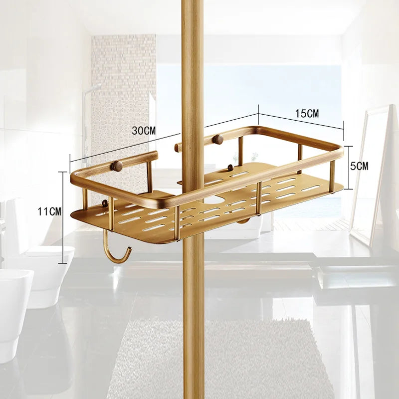 Afralia™ Wall Mounted Bathroom Commodity Shelf with Hooks