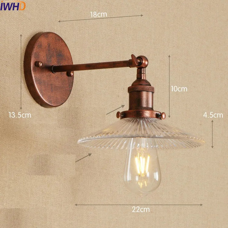 Afralia™ Antique Brass Industrial Swing Arm Wall Sconce - Vintage Glass Wall Light Fixtures