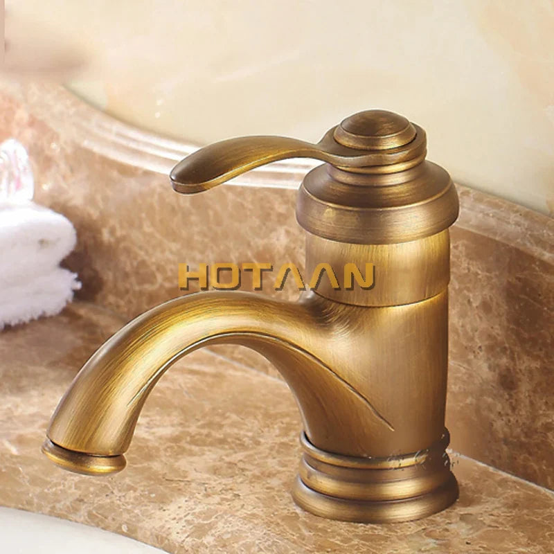 Afralia™ 6" Antique Brass Basin Faucet Water Mixer Tap - YT-5065