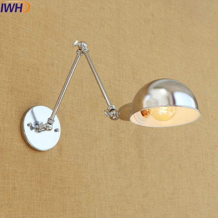 Afralia™ Silver Retro Vintage Swing Long Arm Wall Light LED Sconce Industrial Lighting