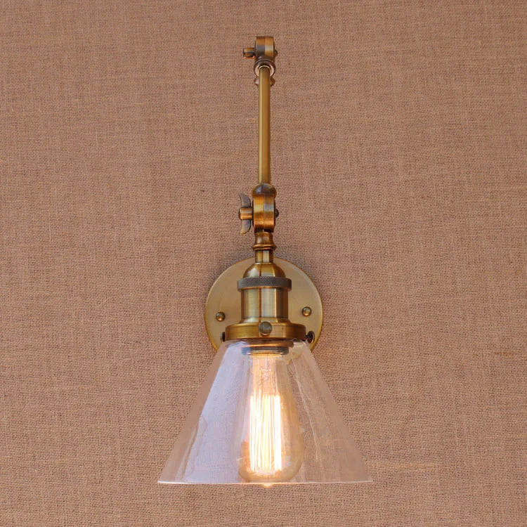 Afralia™ Vintage Brass Long Arm Wall Lamp for Industrial Loft Style Décor