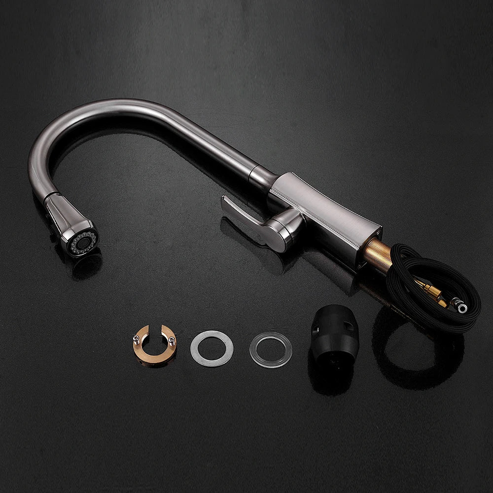 Afralia™ Black Stream Handle Kitchen Faucet Tap Rotation Mixer Swivel Pull Out