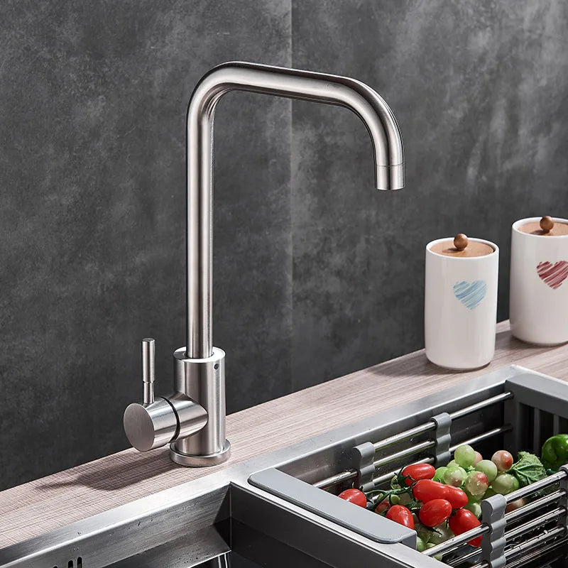 Afralia™ Brushed Nickel Kitchen Faucet Swivel Spout Single Lever Mixer Tap
