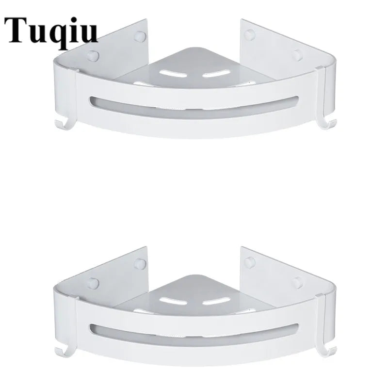 Afralia™ White Aluminum Bathroom Soap Dish Shower Shelf Shampoo Holder Basket