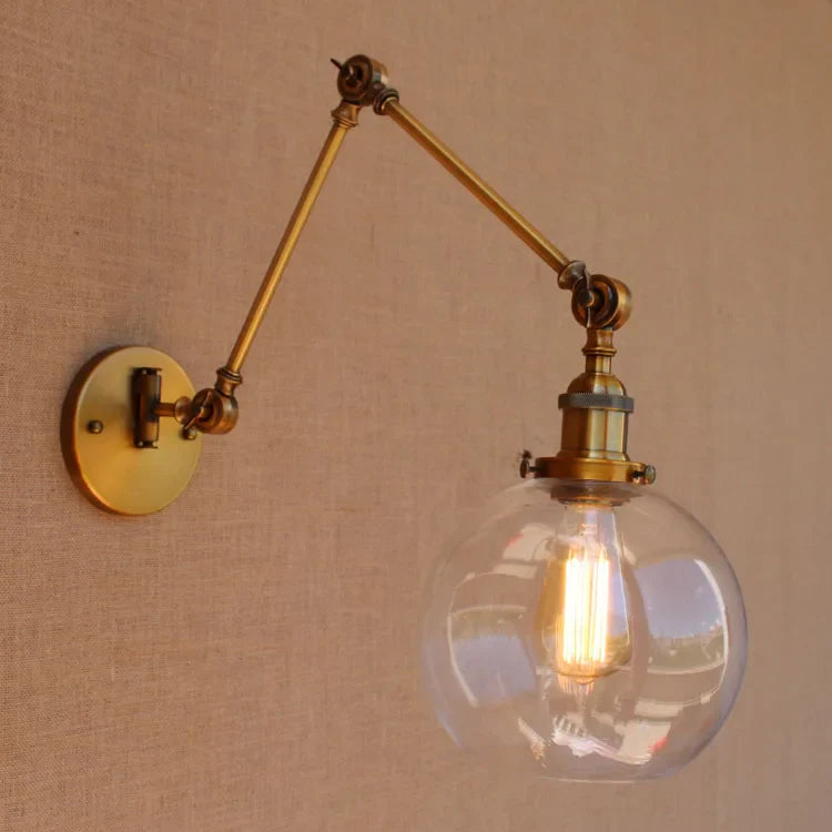 Afralia™ Vintage Brass Long Arm Wall Lamp for Industrial Loft Style Décor