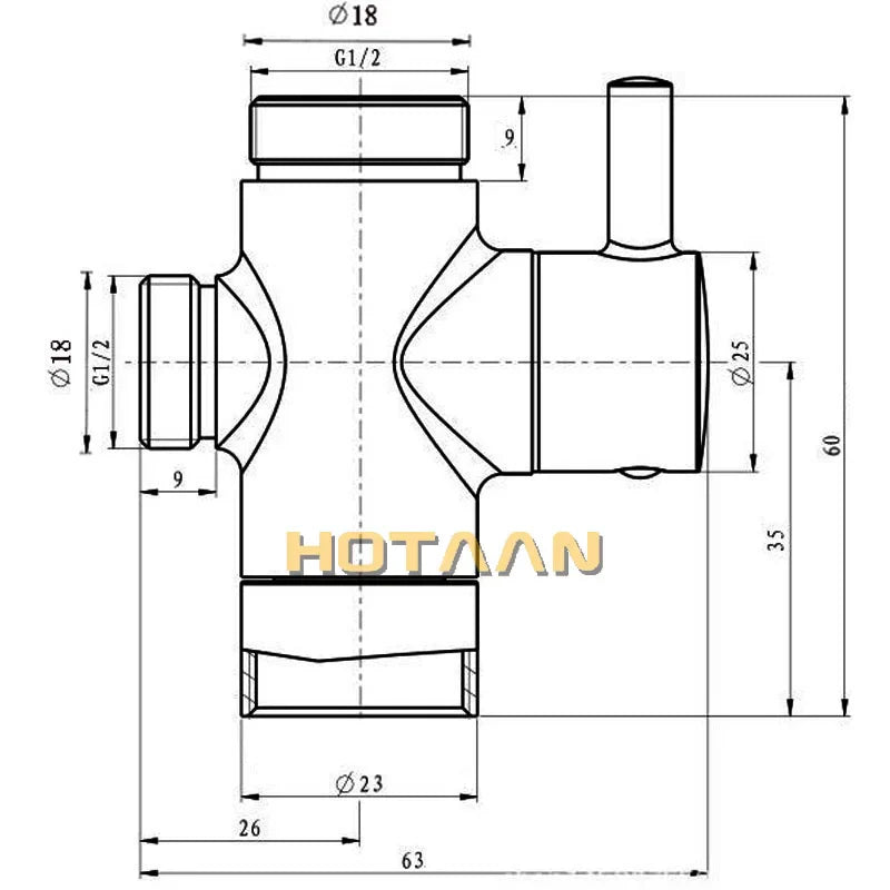 Afralia™ Brass 1/2" Shattaf Sprayer Diverter for Bathroom Faucet - YT-5128