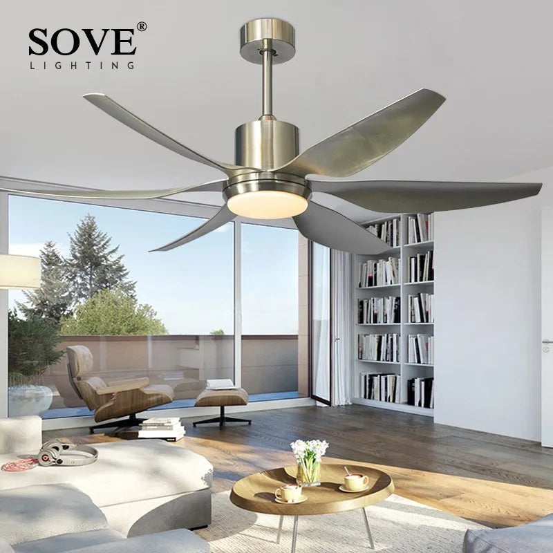 Afralia™ 66" Modern LED Brown Ceiling Fan with Remote Control for Living Room