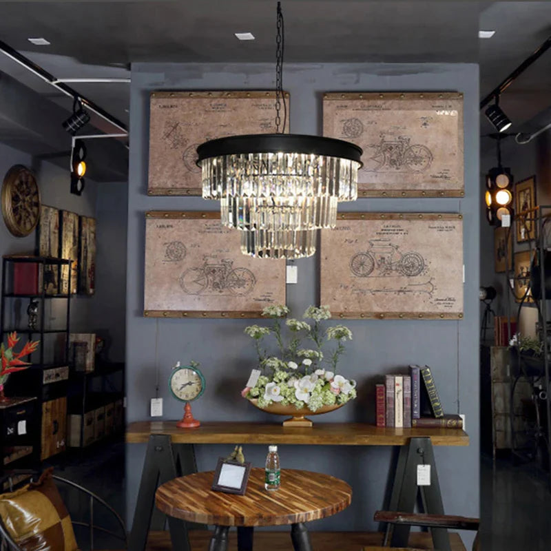 Afralia™ Modern Vintage K9 Crystal Chandelier E14 Lights for Living Room Bedroom Restaurant
