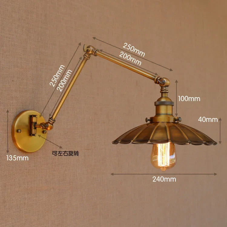 Afralia™ Vintage Industrial Wall Sconce Adjustable Long Swing Arm Lamp