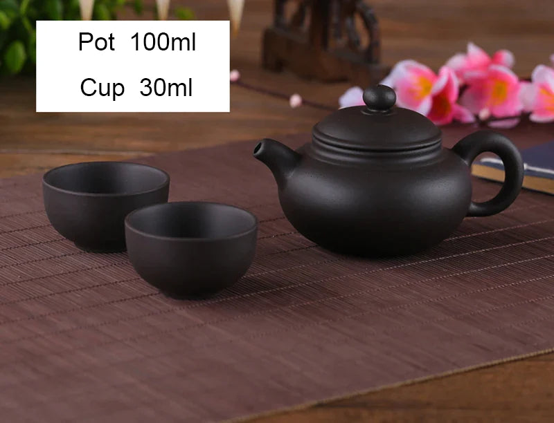 Afralia™ Yixing Purple Clay Tea Set: Pot, 2 Cups, XiShi Pot Tea Ceremony, Ceramic Teacup