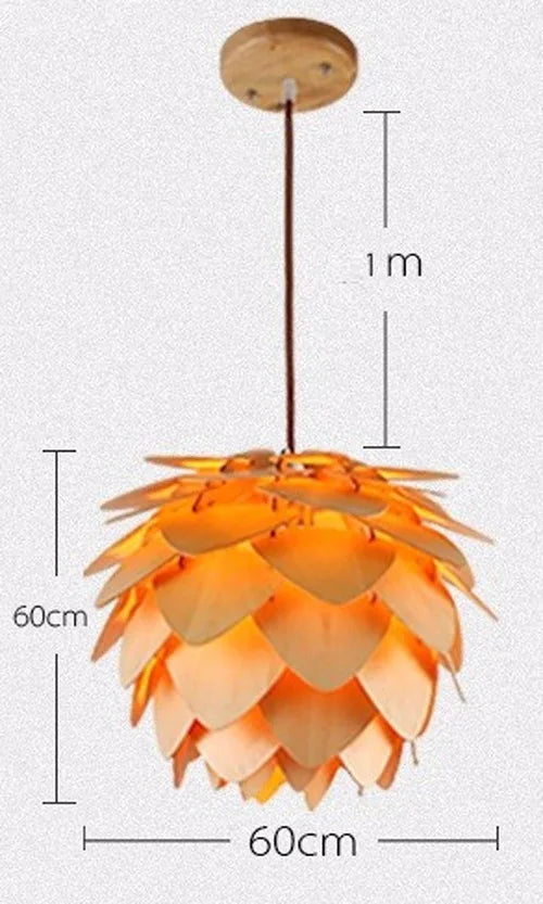 Afralia™ Wooden Pinecone Chandelier Pendant Lamp for Kitchen, Dining, Restaurant, Bar
