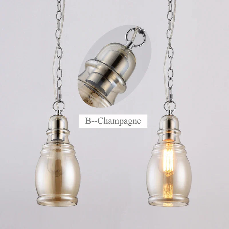 Afralia™ Loft Industrial Chain Pendant Lights Vintage Edison Dinning Room Lamps Glass Shades