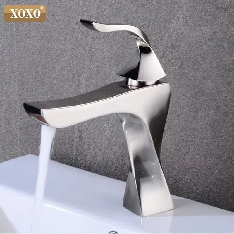 Afralia™ Contemporary Brass Basin Faucet with Single Handle Mixer for Bathroom