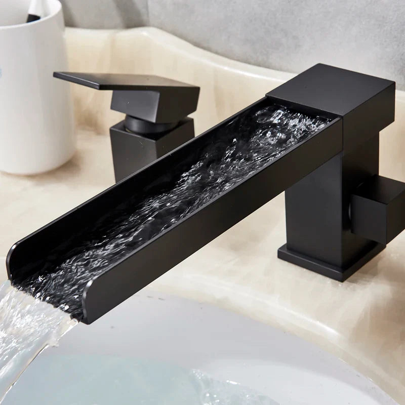 Afralia™ Waterfall Bathtub Faucet with Handshower Deck Mounted Chrome Mixer