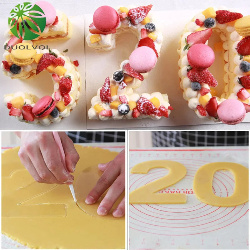 Afralia™ Acrylic Cake Decorating Cutter Stencil Set for Sugar Fondant Decoration