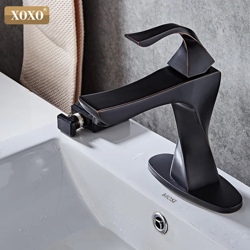 Afralia™ Contemporary Brass Basin Faucet with Single Handle Mixer for Bathroom