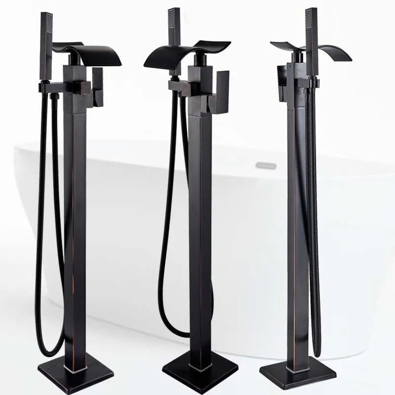 Afralia™ Black Bronze Bathtub Mixer Faucet | Single Handle Waterfall Tub Fixture