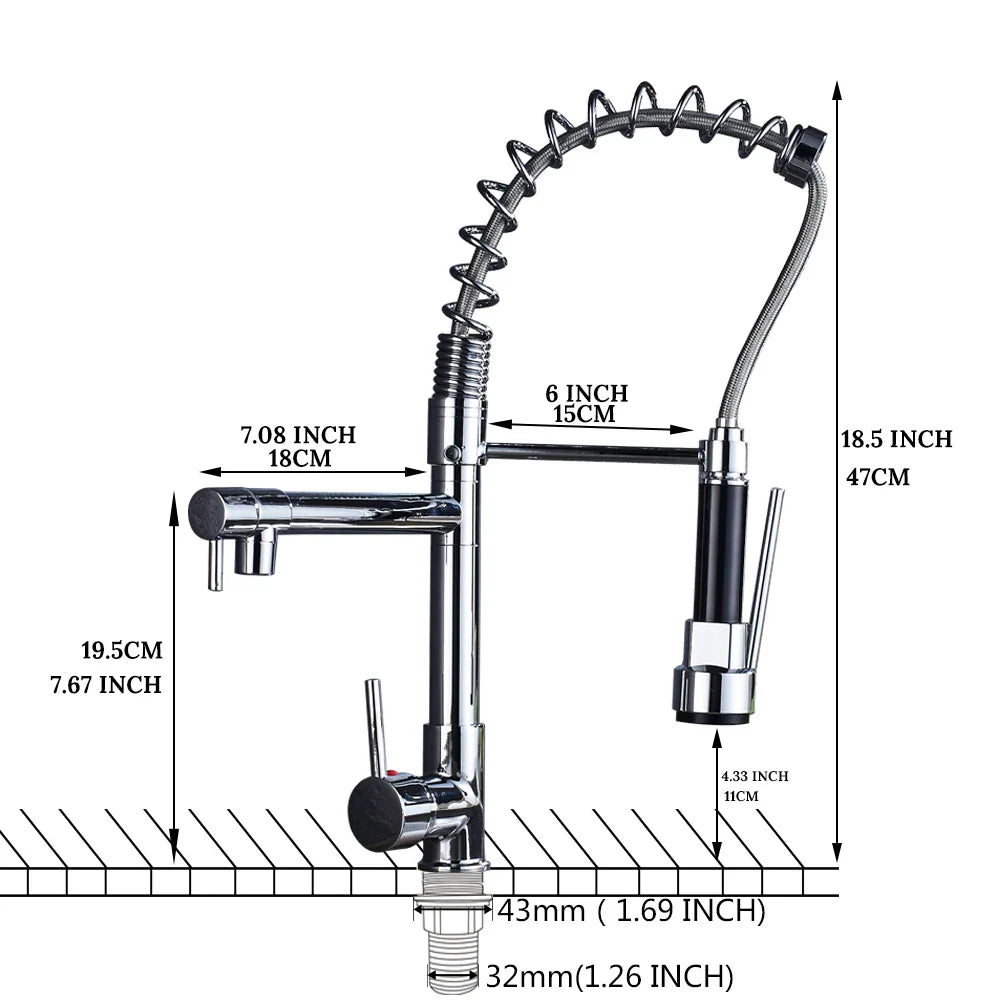 Afralia™ Kitchen Faucet Pull Out Dual Spout Single Handle Mixer Tap 360 Rotation
