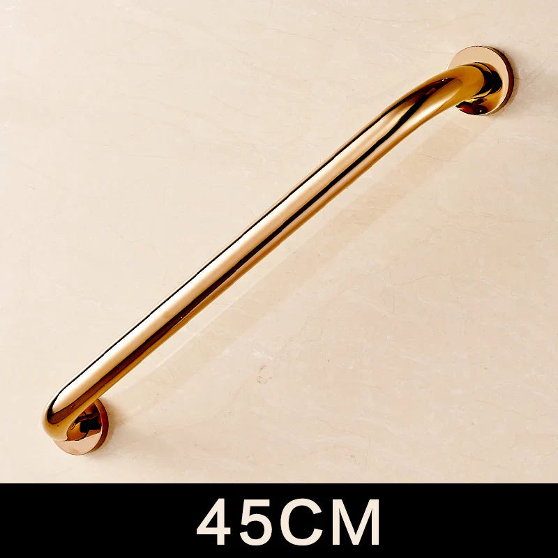 Afralia™ Chrome Golden Rose-gold Bathroom Handle Safety Grab Bar