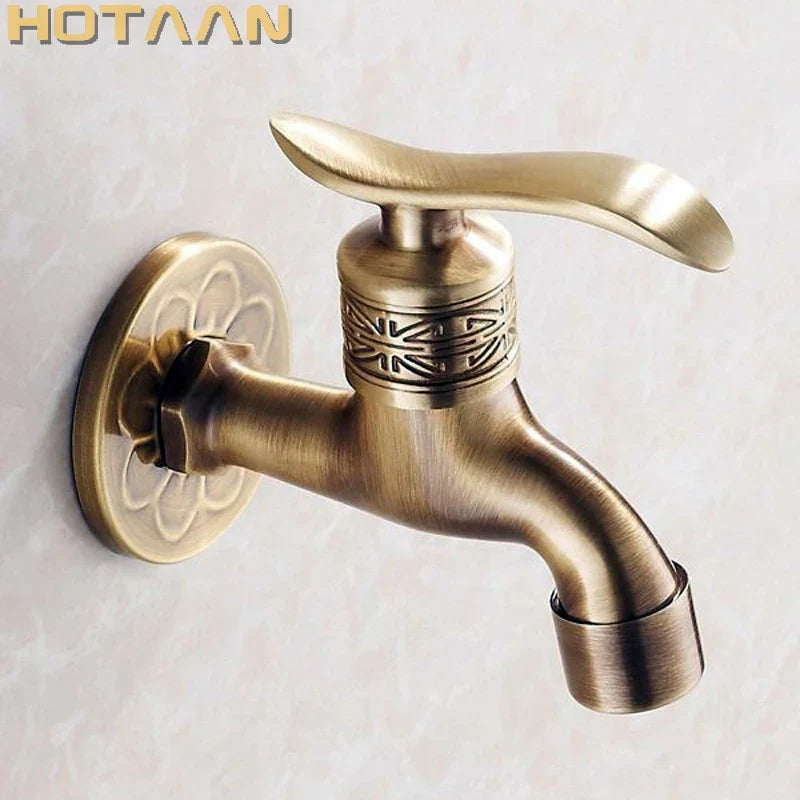 Afralia™ Antique Brass Wall Mount Bathroom Faucet