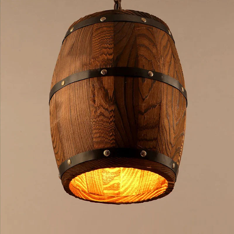 Afralia™ Wood Wine Barrel Hanging Pendant Light Fixture for Bar Cafe Home Restaurant