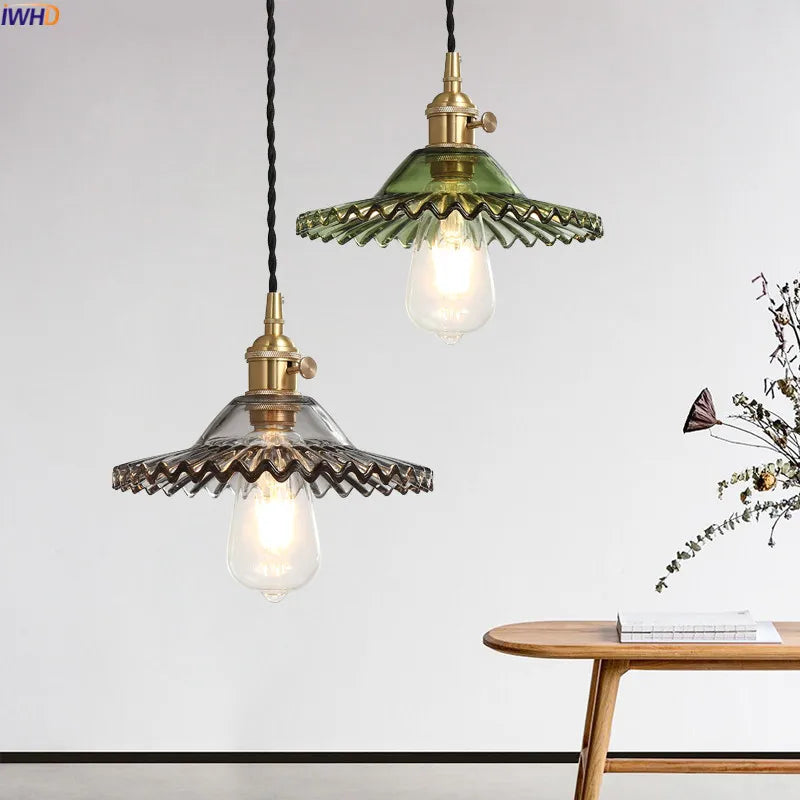 Nordic Copper Glass LED Pendant Light by Afralia™ - Vintage Lamp for Bar Dinning Room