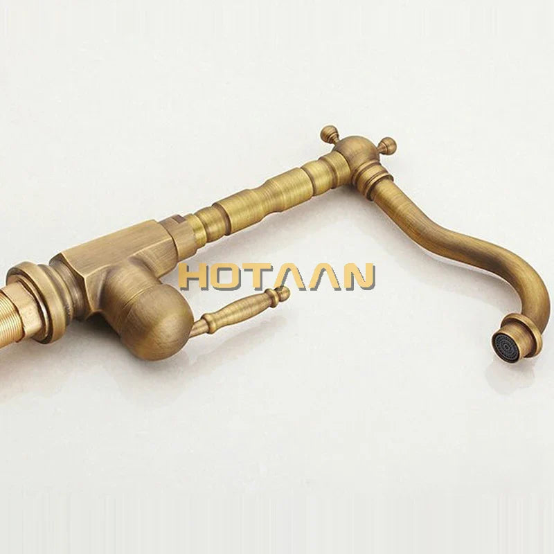 Afralia™ Antique Brass Kitchen Faucet 360° Swivel Basin Sink Mixer Tap YT-6025