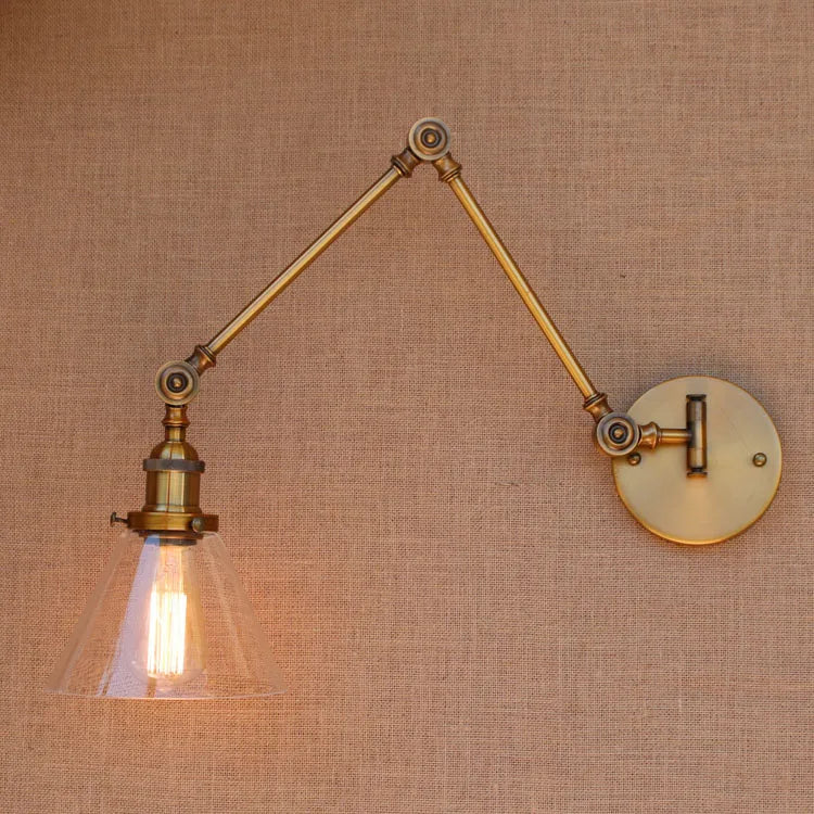 Afralia™ Vintage Brass Long Arm Wall Lamp for Industrial Loft Style Décor