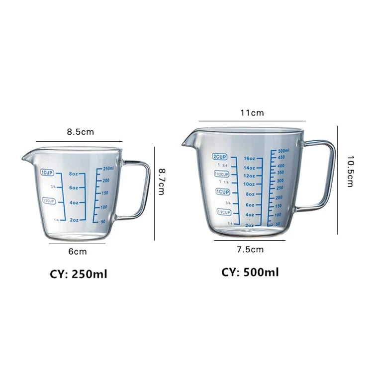 Glass Measuring Cup by Afralia™ - Heat Resistant Milk Jug Tea Coffee Pitcher