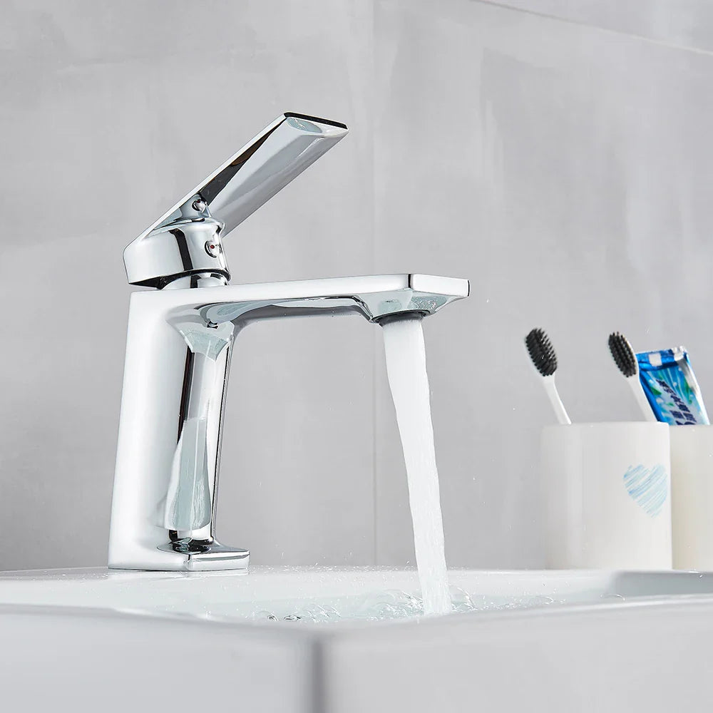 Afralia™ Chrome Basin Faucet Single Handle Hot Cold Mixer Tap Vintage Wash Sink