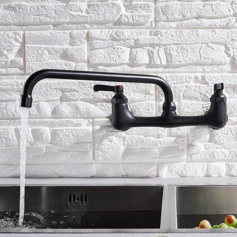 Afralia™ Brass Dual Handle Kitchen Faucet 360 Swivel Hot Cold Water Tap