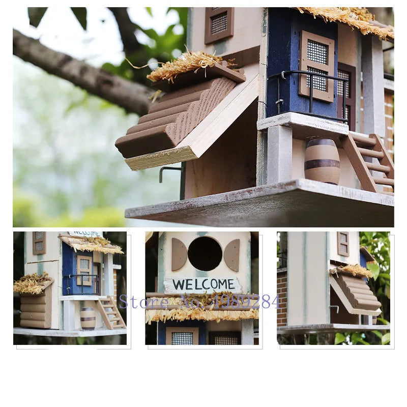 Afralia™ Wood Bird House Nest Villa | Handmade Creative Outdoor Decor
